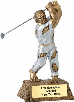 6 3/4" Monster Hand Painted Resin Golf Trophy