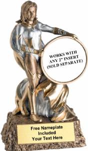 6 3/4" Monster Hand Painted Resin Female Super Hero Trophy #2