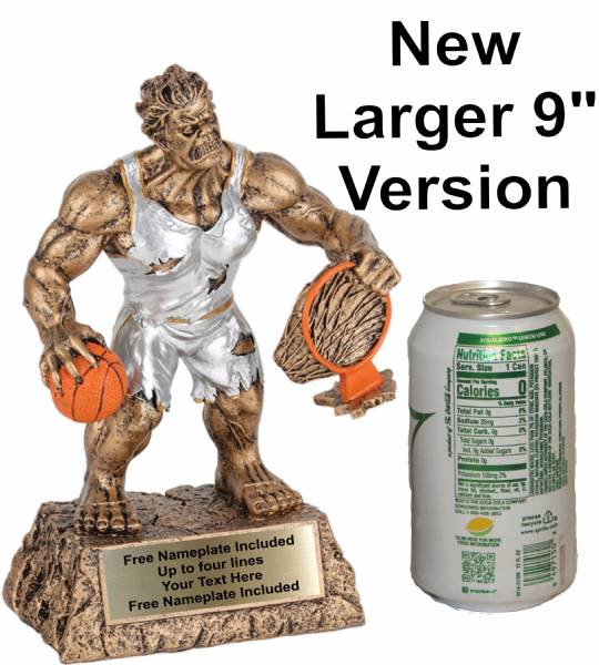 9" Large Monster Hand Painted Resin Basketball Trophy #2
