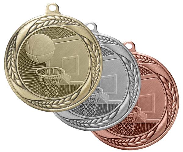 2 1/4" Basketball Laurel Wreath Award Medal #1