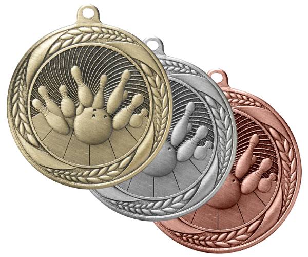 2 1/4" Bowling Laurel Wreath Award Medal