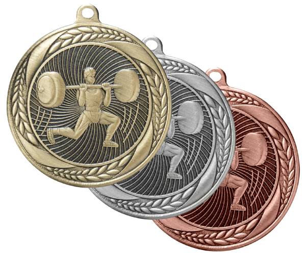 2 1/4" Male Weightlifting Laurel Wreath Award Medal