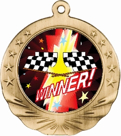 3D Racing Flags Motion Award Medal 2 3/4"