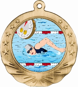 3D Swimming Motion Award Medal 2 3/4"