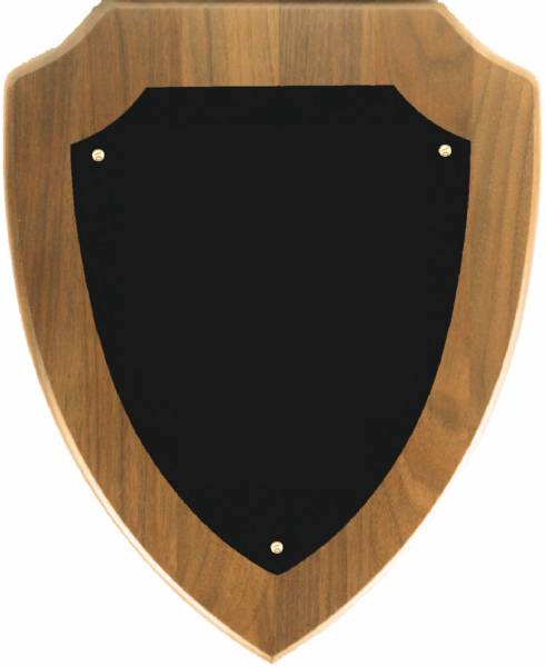 8 1/2" x 10 1/2" Walnut Shield Plaque Blank with Plate