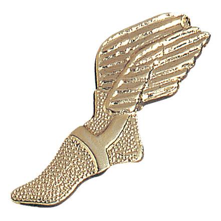 Gold Winged Foot Lapel Chenille Insignia Pin - Metal