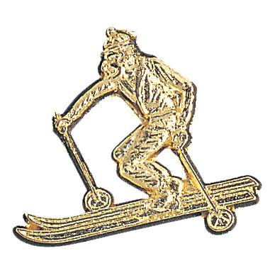 Gold Downhill Skiing Lapel Chenille Insignia Pin - Metal