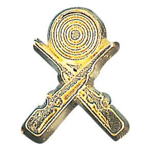 Gold Crossed Rifle Lapel Chenille Insignia Pin - Metal