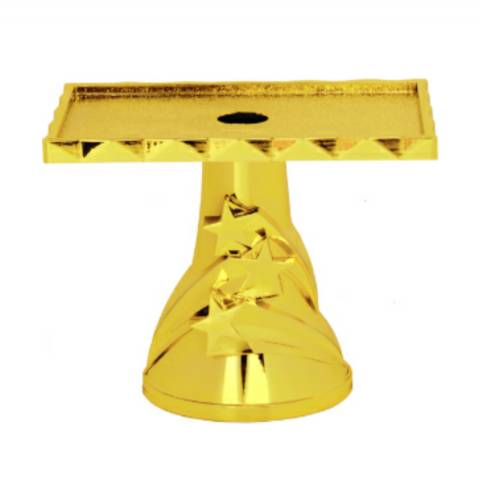 2 1/4" Gold 3D Star Rectangle Pedestal Trophy Riser