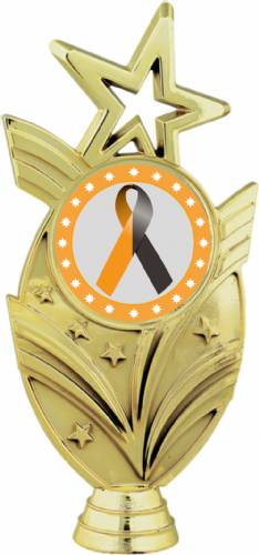 Gold 6 3/4" Black Orange Ribbon Awareness Trophy Figure