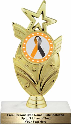 7 1/2" Black Orange Ribbon Awareness Trophy Kit