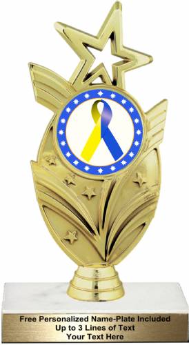 7 1/2" Blue Yellow Ribbon Awareness Trophy Kit