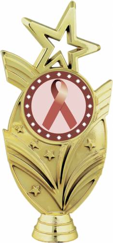 Gold 6 3/4" Brown Ribbon Awareness Trophy Figure