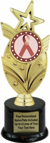 8 3/4" Brown Ribbon Awareness Trophy Kit with Pedestal Base