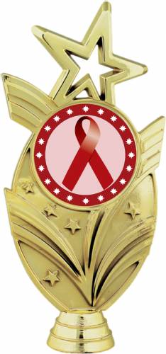 Gold 6 3/4" Burgundy Ribbon Awareness Trophy Figure
