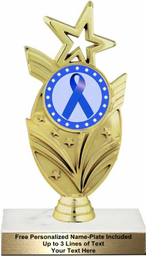7 1/2" Dark Blue Ribbon Awareness Trophy Kit