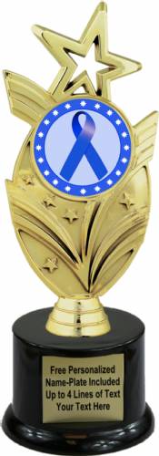 8 3/4" Dark Blue Ribbon Awareness Trophy Kit with Pedestal Base
