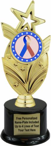 8 3/4" Dark Blue Brown Ribbon Awareness Trophy Kit with Pedestal Base