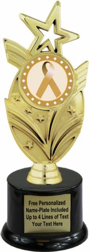 8 3/4" Gold Ribbon Awareness Trophy Kit with Pedestal Base