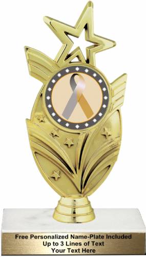7 1/2" Gold Silver Ribbon Awareness Trophy Kit