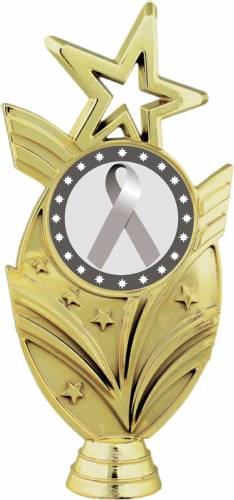 Gold 6 3/4" Grey Ribbon Awareness Trophy Figure
