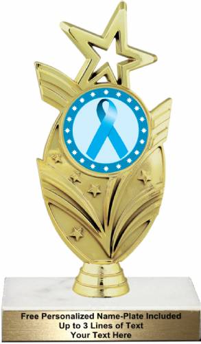 7 1/2" Light Blue Ribbon Awareness Trophy Kit