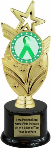 8 3/4" Light Green Ribbon Awareness Trophy Kit with Pedestal Base