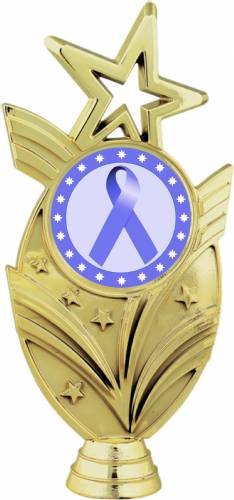 Gold 6 3/4" Lavender Ribbon Awareness Trophy Figure