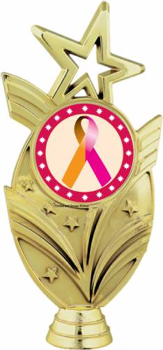 Gold 6 3/4" Orchid Orange Ribbon Awareness Trophy Figure