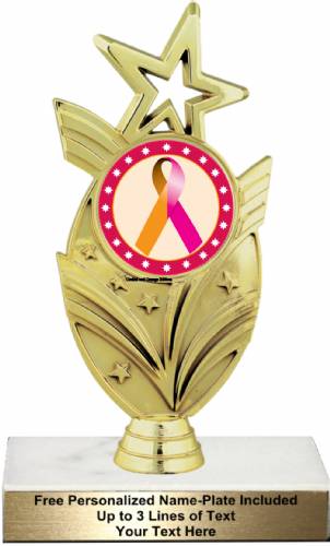 7 1/2" Orchid Orange Ribbon Awareness Trophy Kit