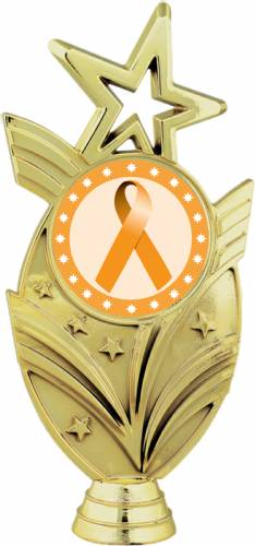 Gold 6 3/4" Orange Ribbon Awareness Trophy Figure