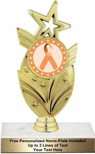 7 1/2" Peach Ribbon Awareness Trophy Kit