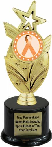 8 3/4" Peach Ribbon Awareness Trophy Kit with Pedestal Base