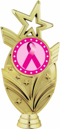 Gold 6 3/4" Pink Ribbon Awareness Trophy Figure