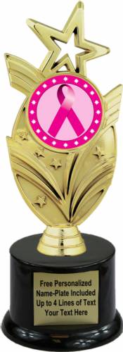 8 3/4" Pink Ribbon Awareness Trophy Kit with Pedestal Base