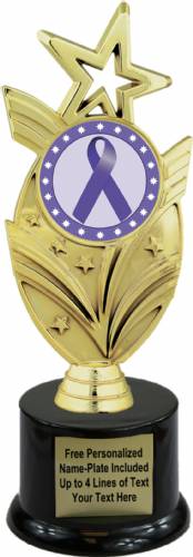 8 3/4" Purple Ribbon Awareness Trophy Kit with Pedestal Base