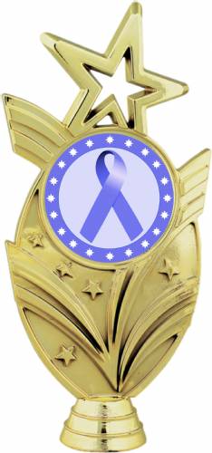 Gold 6 3/4" Periwinkle Ribbon Awareness Trophy Figure