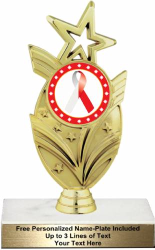 7 1/2" Red White Ribbon Awareness Trophy Kit