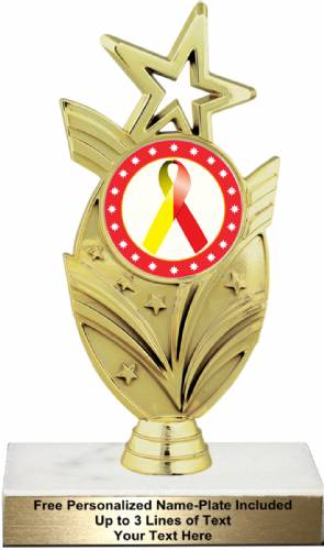 7 1/2" Red Yellow Ribbon Awareness Trophy Kit