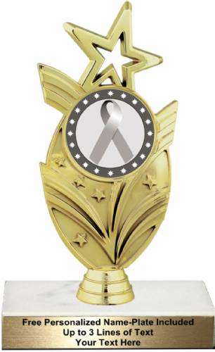 7 1/2" Silver Ribbon Awareness Trophy Kit