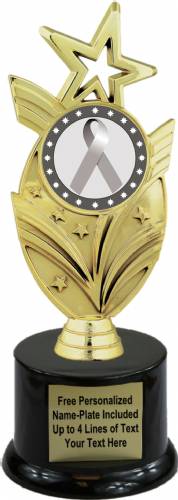 8 3/4" Silver Ribbon Awareness Trophy Kit with Pedestal Base