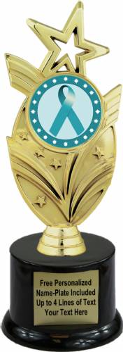 8 3/4" Teal Ribbon Awareness Trophy Kit with Pedestal Base