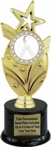 8 3/4" White Ribbon Awareness Trophy Kit with Pedestal Base
