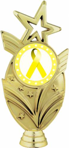 Gold 6 3/4" Yellow Ribbon Awareness Trophy Figure