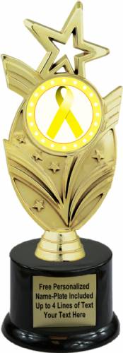 8 3/4" Yellow Ribbon Awareness Trophy Kit with Pedestal Base