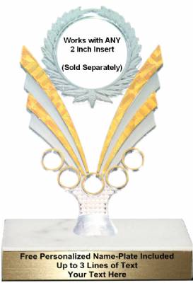 7 1/4" Clear / Gold 2" Insert Holder Trophy Kit #2
