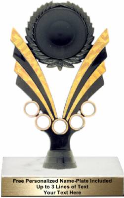 7 1/4" Black / Gold 2" Insert Holder Trophy Kit