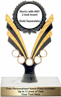 7 1/4" Black / Gold 2" Insert Holder Trophy Kit #2