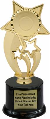 8 1/2" Gold Under Stars 2" Insert Holder Trophy Kit with Pedestal Base