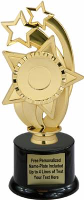 8 1/2" Gold Over Stars 2" Insert Holder Trophy Kit with Pedestal Base